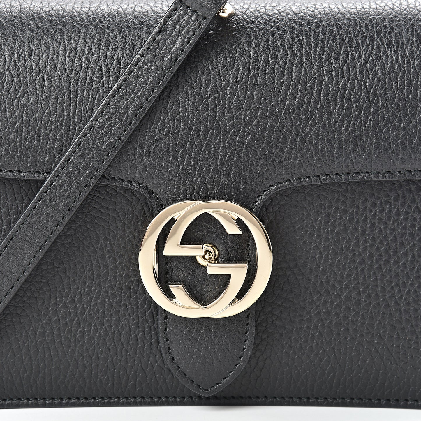 Dollar Calfskin Small Interlocking G Shoulder Bag Black