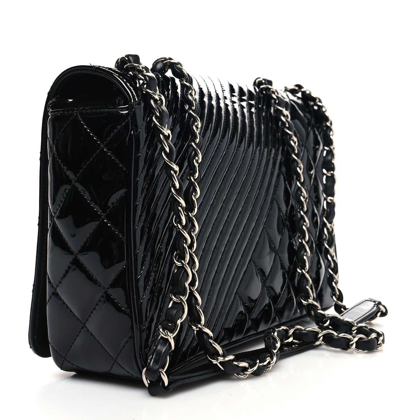 Patent Quilted Medium Coco Boy Flap Black