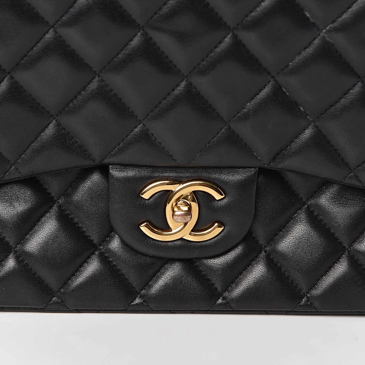 Lambskin Quilted Maxi Double Flap Black