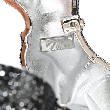 Judith Leiber Crystal Saddie Puppy Dog Minaudiere Clutch Jet Silver 6 of 11