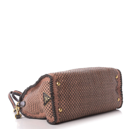 Prada Goatskin Woven Top Handle Satchel Petalo Caffe 4 of 10