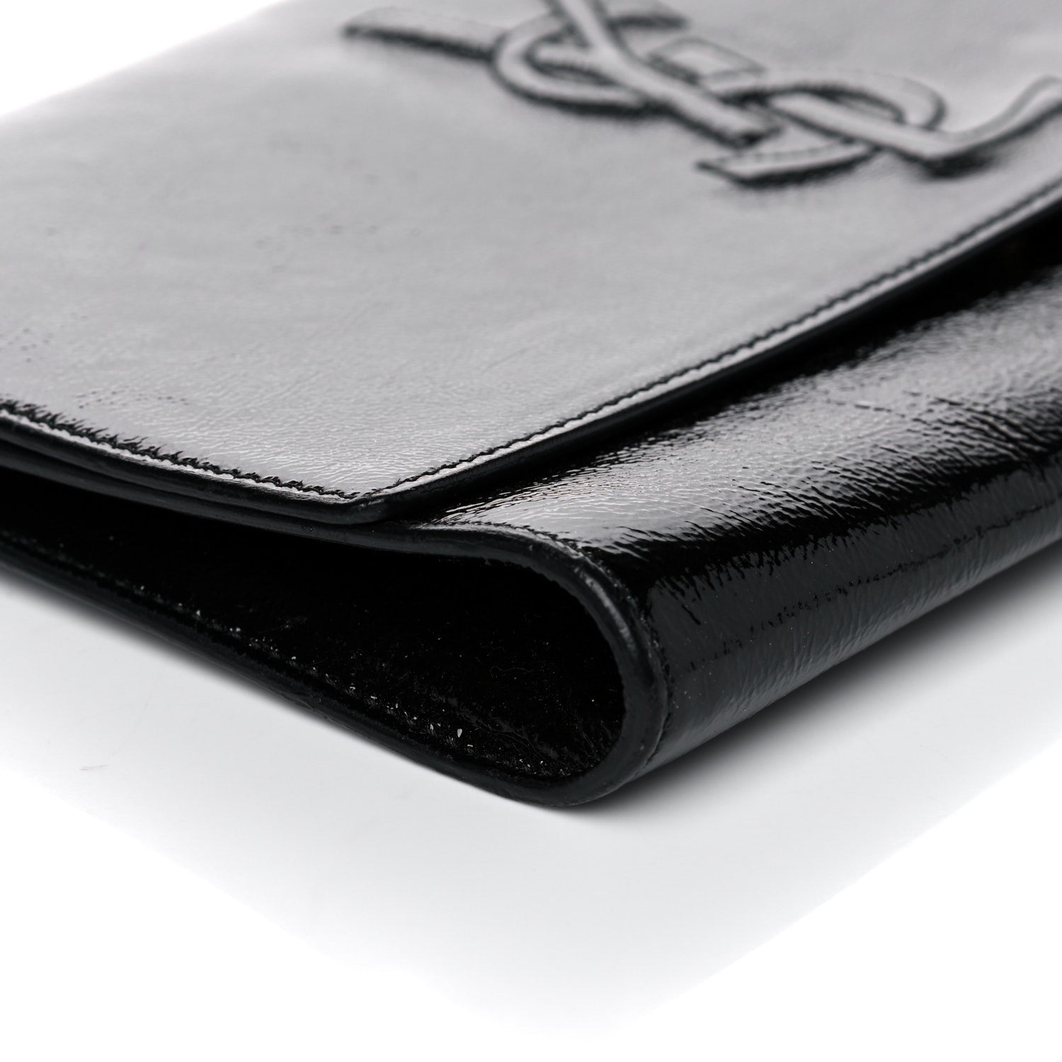 Saint Laurent Textured Patent Monogram Large Belle De Jour Clutch Black 8 of 12