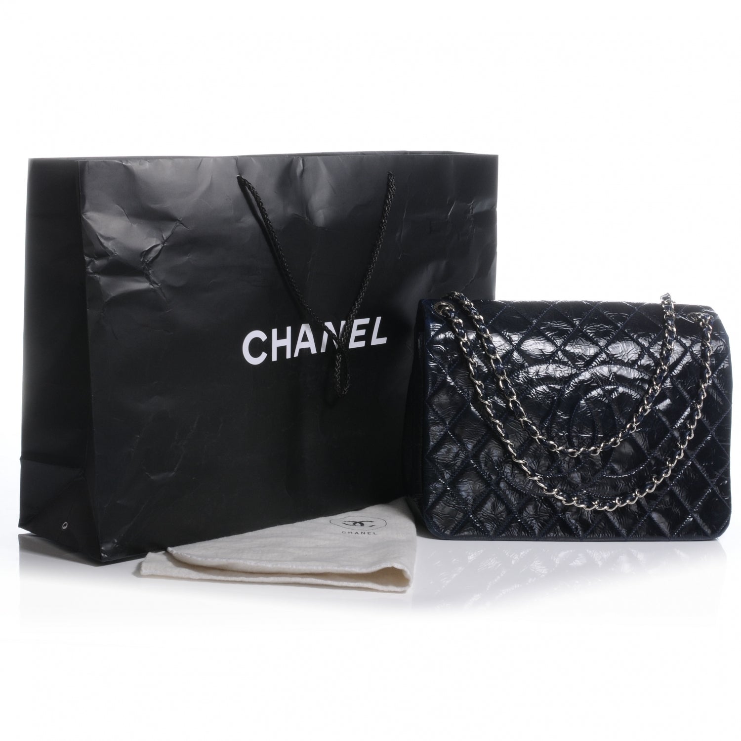 Chanel Patent Quilted XL Flap Navy Blue 5 of 8