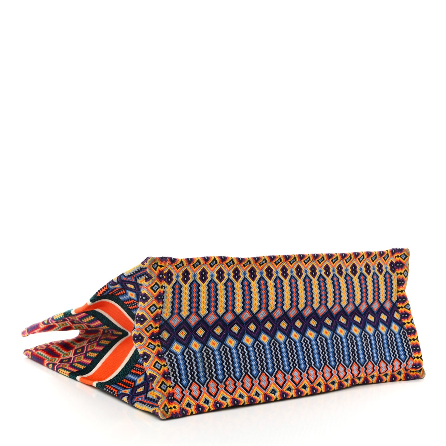 Canvas Embroidered Large Book Tote Orange Multicolor