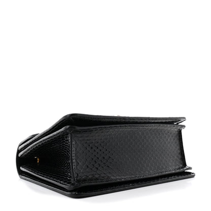 Gucci Snakeskin Sylvie Web Small Queen Margaret Top Handle Bag Black 4 of 12