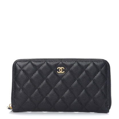 Chanel Caviar Quilted Large Gusset Zip Around Wallet Black 1 of 8