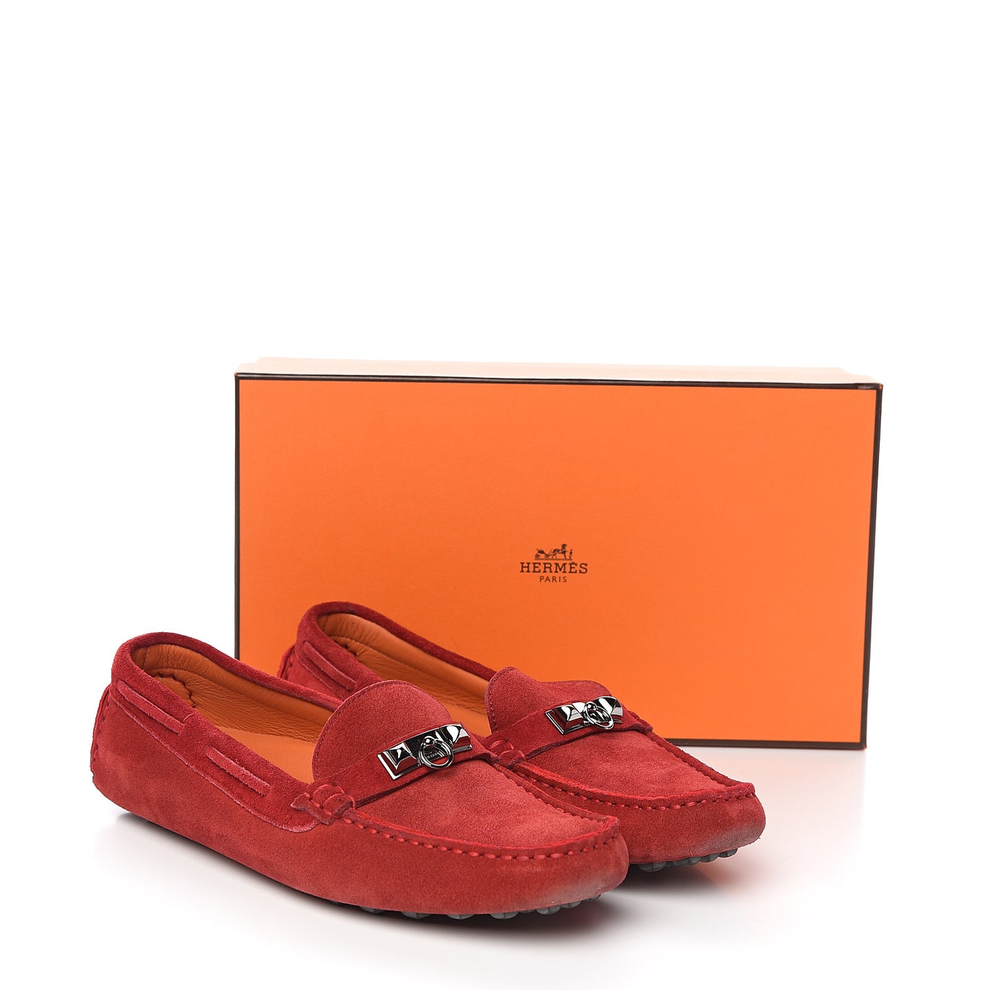 Suede Irving Moccasin Loafers 36 Rouge