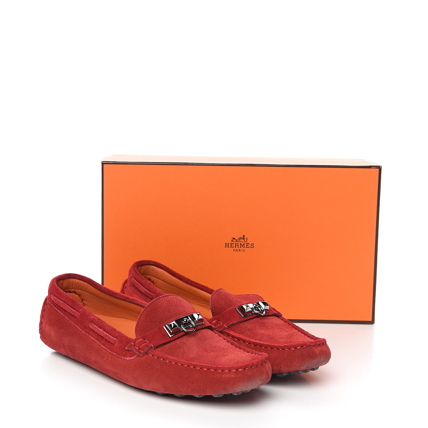 Hermes Suede Irving Moccasin Loafers 36 Rouge 10 of 10