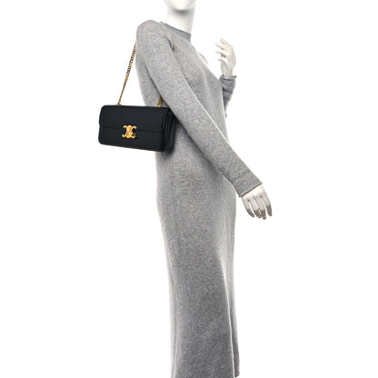 Celine Shiny Calfskin Triomphe Chain Shoulder Bag Black 2 of 10