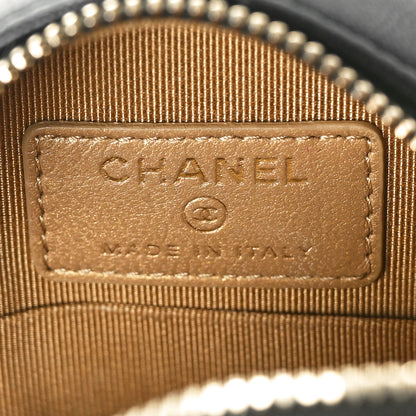 Chanel Goatskin Quilted Chic Pearls Chain Round Clutch With Chain Black 6 of 9