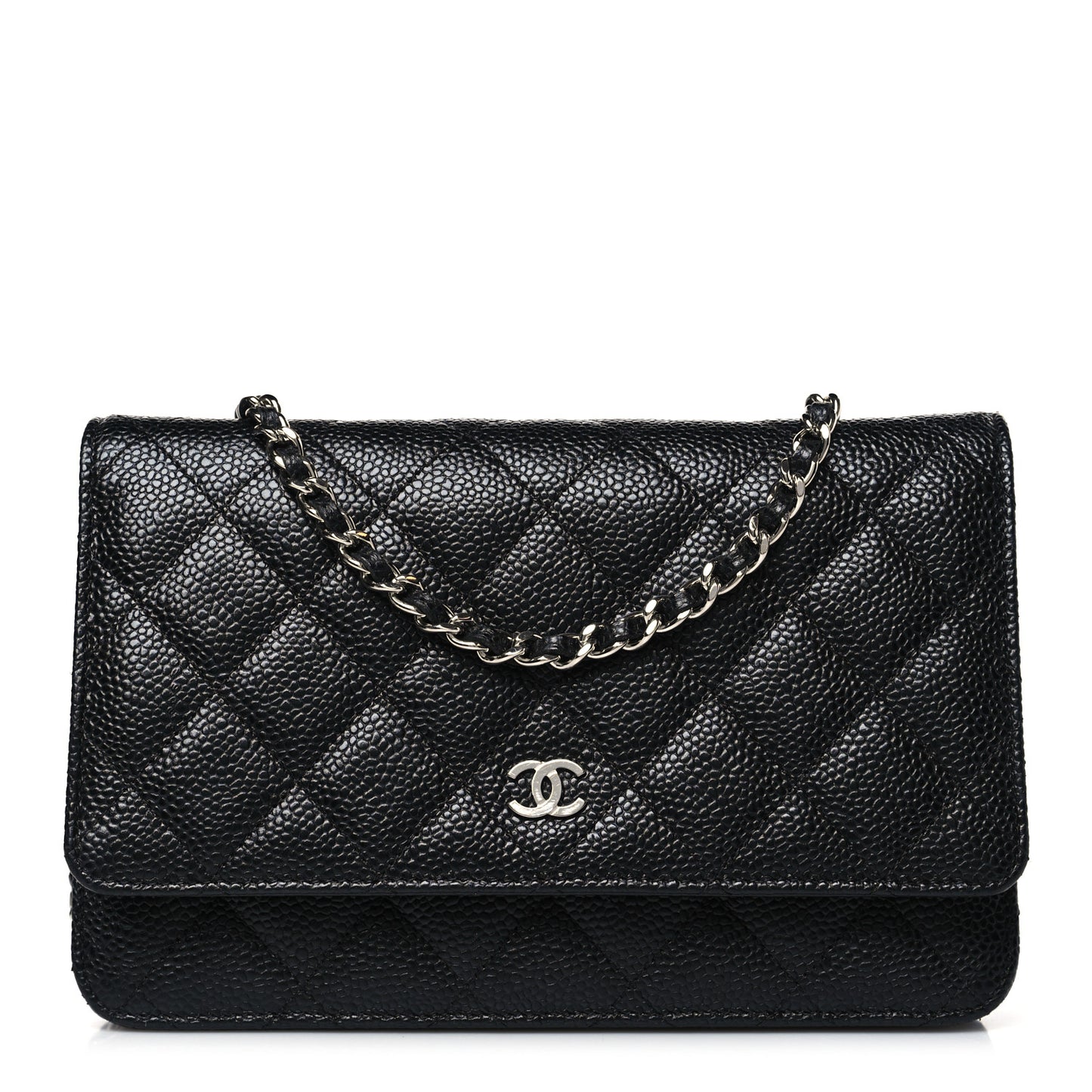 Caviar Quilted Wallet on Chain WOC Black