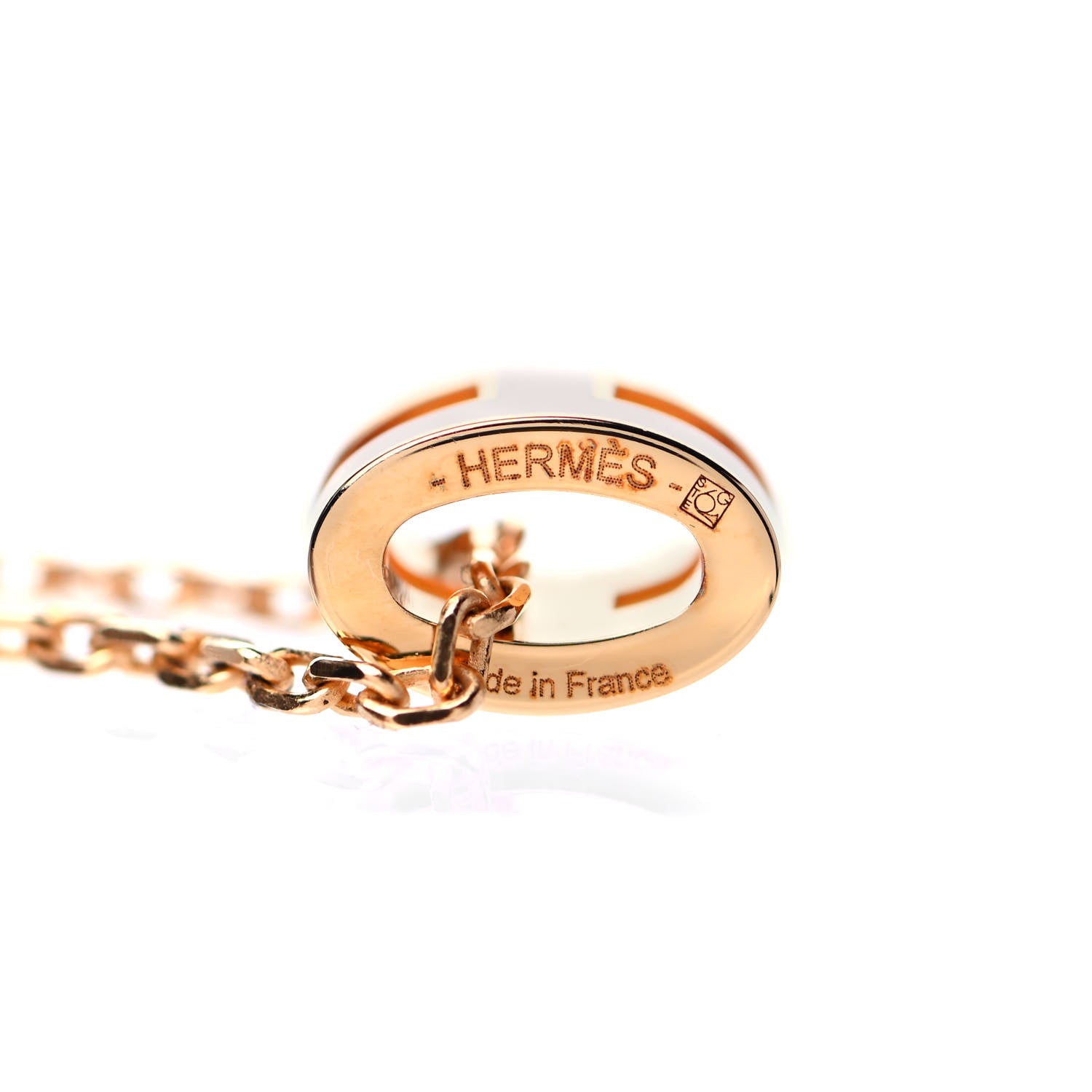 Hermes Lacquered Rose Gold Mini Pop H Pendant Necklace Rose Dragee 4 of 4