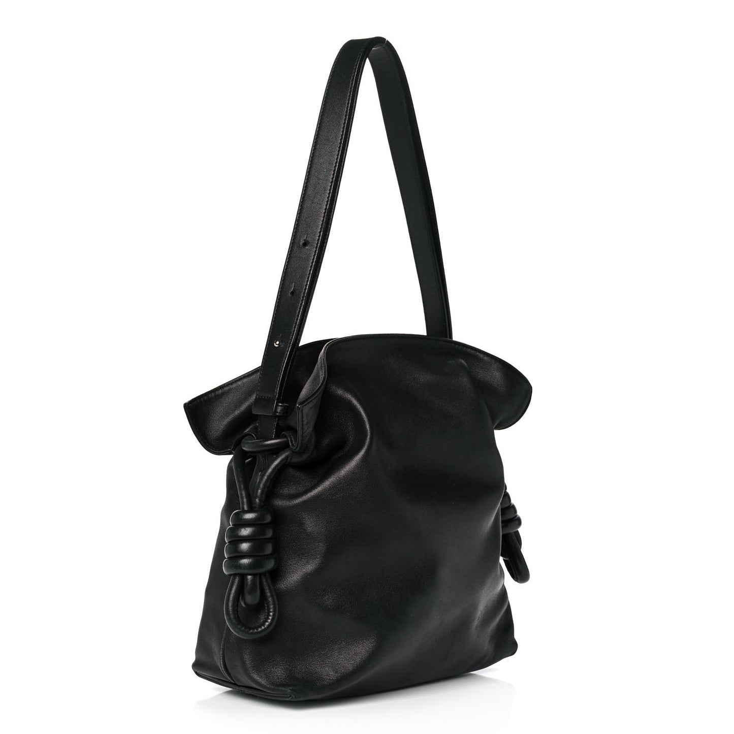 Calfskin Small Flamenco Knot Bag Black