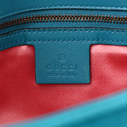 Gucci Velvet Matelasse Small GG Marmont Shoulder Bag Pavone Cyan 5 of 12