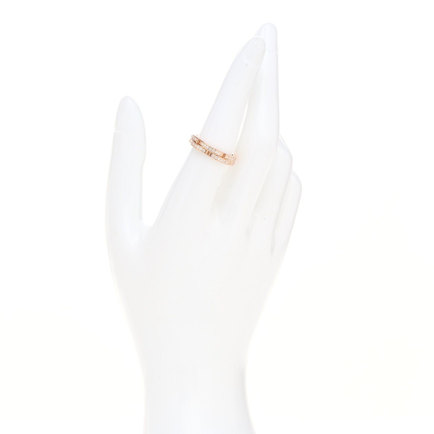 Cartier 18K Pink Gold Diamond Maillon Panthere 2 Half Rows Ring 53 6.5 2 of 4