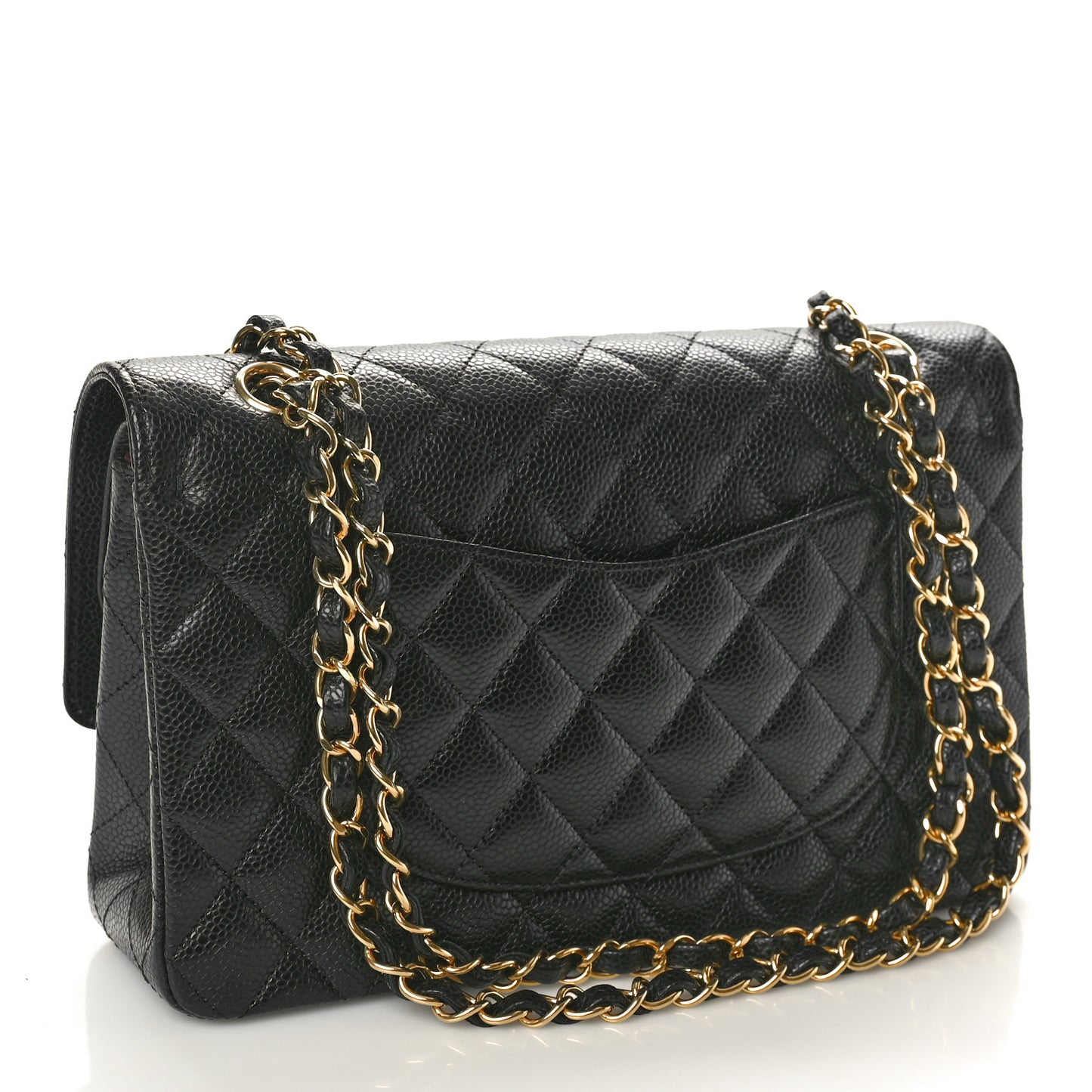 Caviar Quilted Medium Double Flap Black