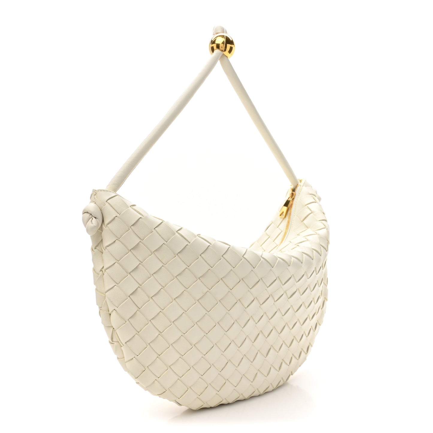 Nappa Intrecciato Medium Turn Pouch White