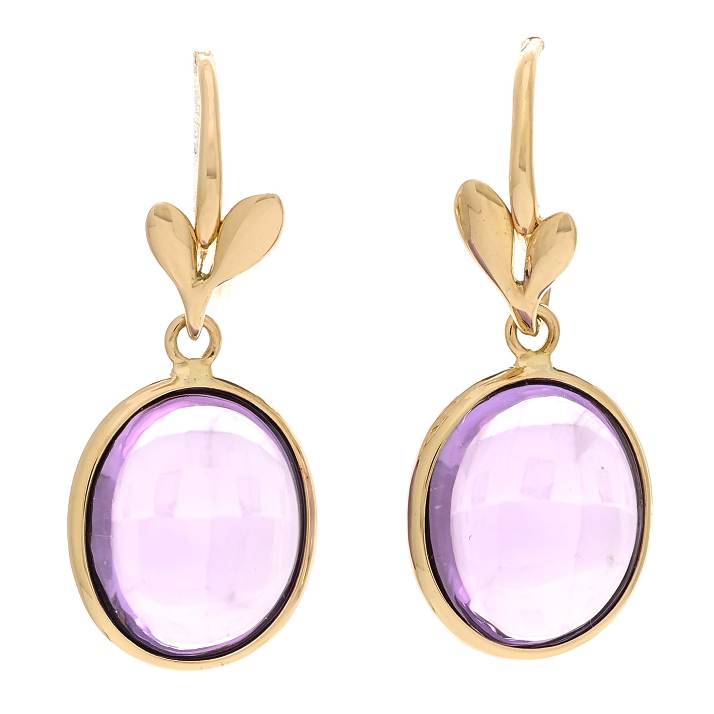 18K Yellow Gold Amethyst Paloma Picasso Olive Leaf Drop Earrings