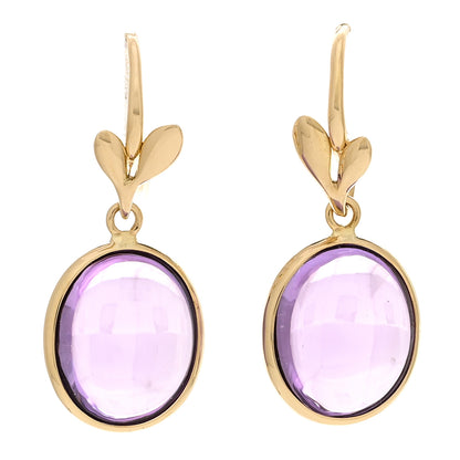 Tiffany 18K Yellow Gold Amethyst Paloma Picasso Olive Leaf Drop Earrings 1 of 5
