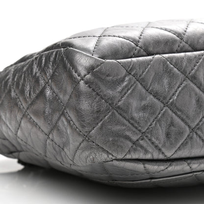 Chanel Metallic Aged Calfskin Quilted Large Reissue Camera Case Silver 9 of 12