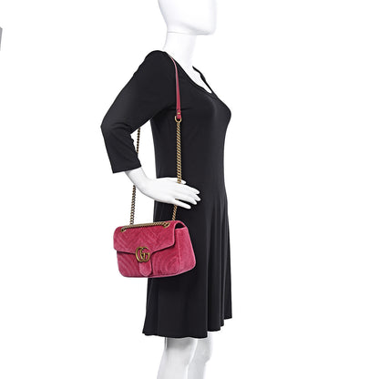 Gucci Velvet Matelasse Small GG Marmont Shoulder Bag Light Raspberry Rose 1 of 11
