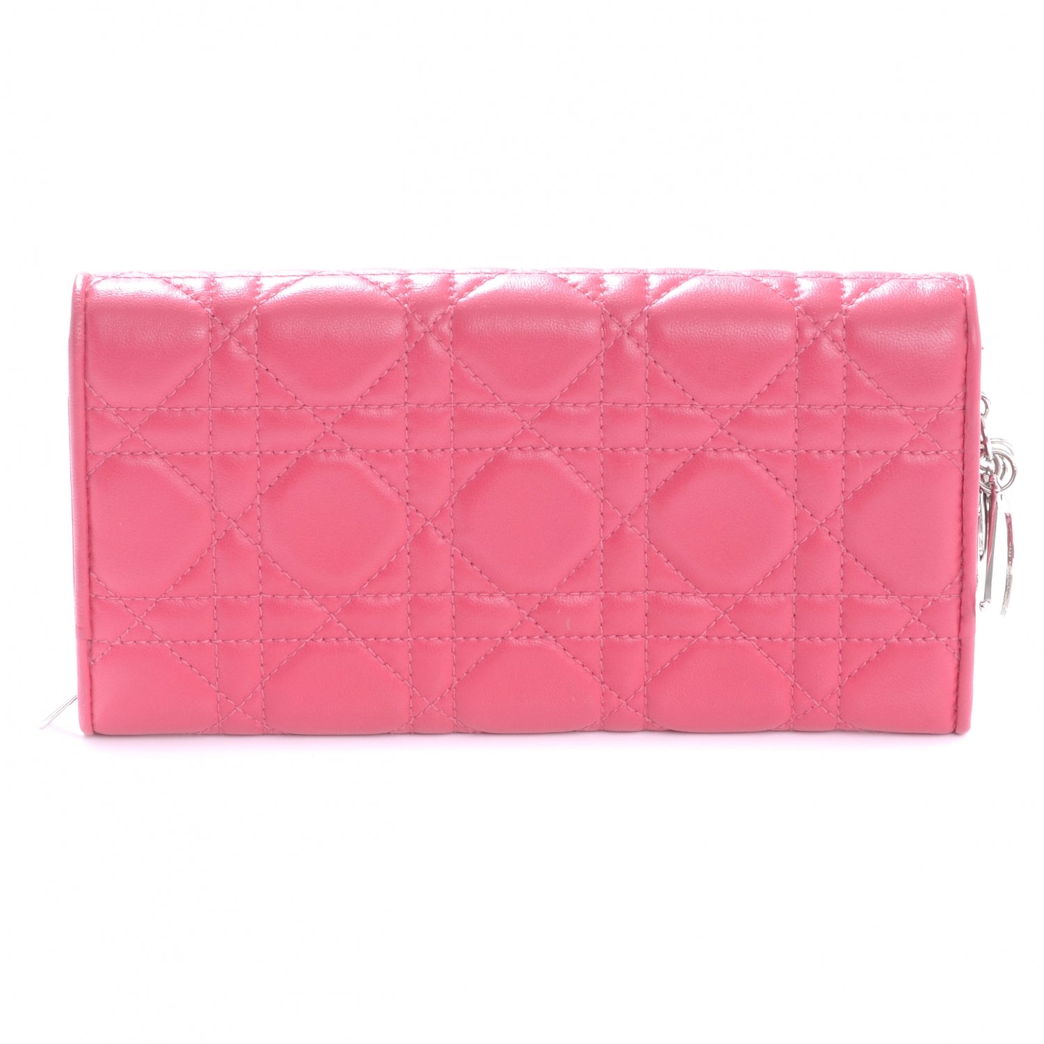 Christian Dior Lambskin Cannage Lady Dior Charm Wallet Pink 3 of 8