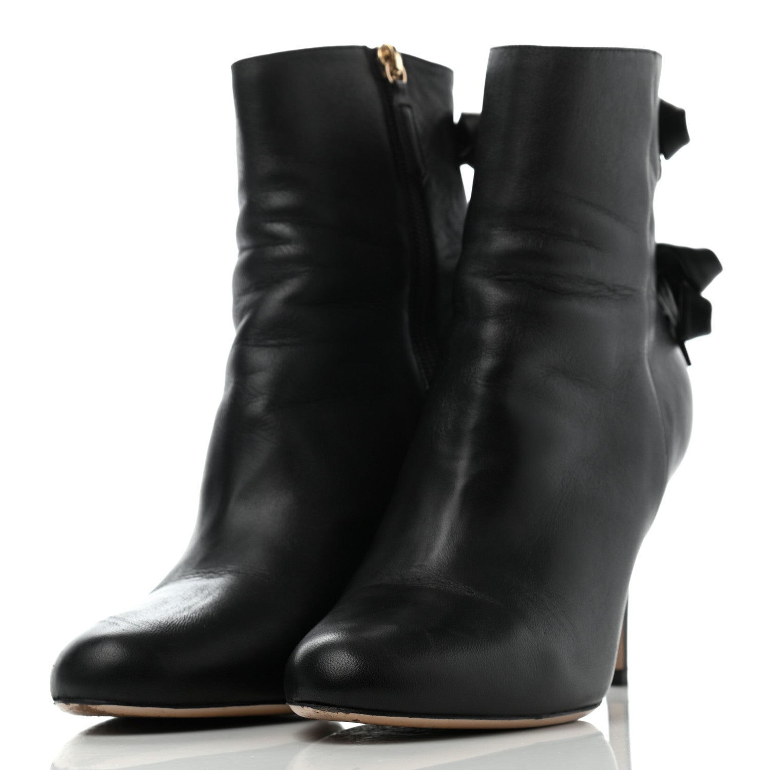 Valentino Garavani Calfskin Bow Back Ankle Boots 40 Black 3 of 12