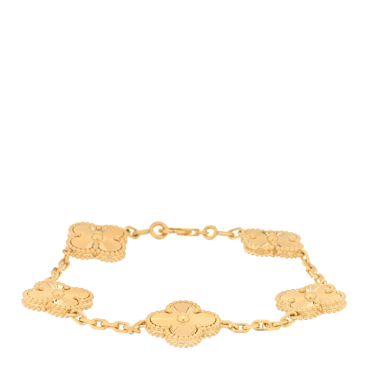 Van Cleef & Arpels 18K Yellow Gold 5 Motifs Guilloche Vintage Alhambra Bracelet 1 of 3