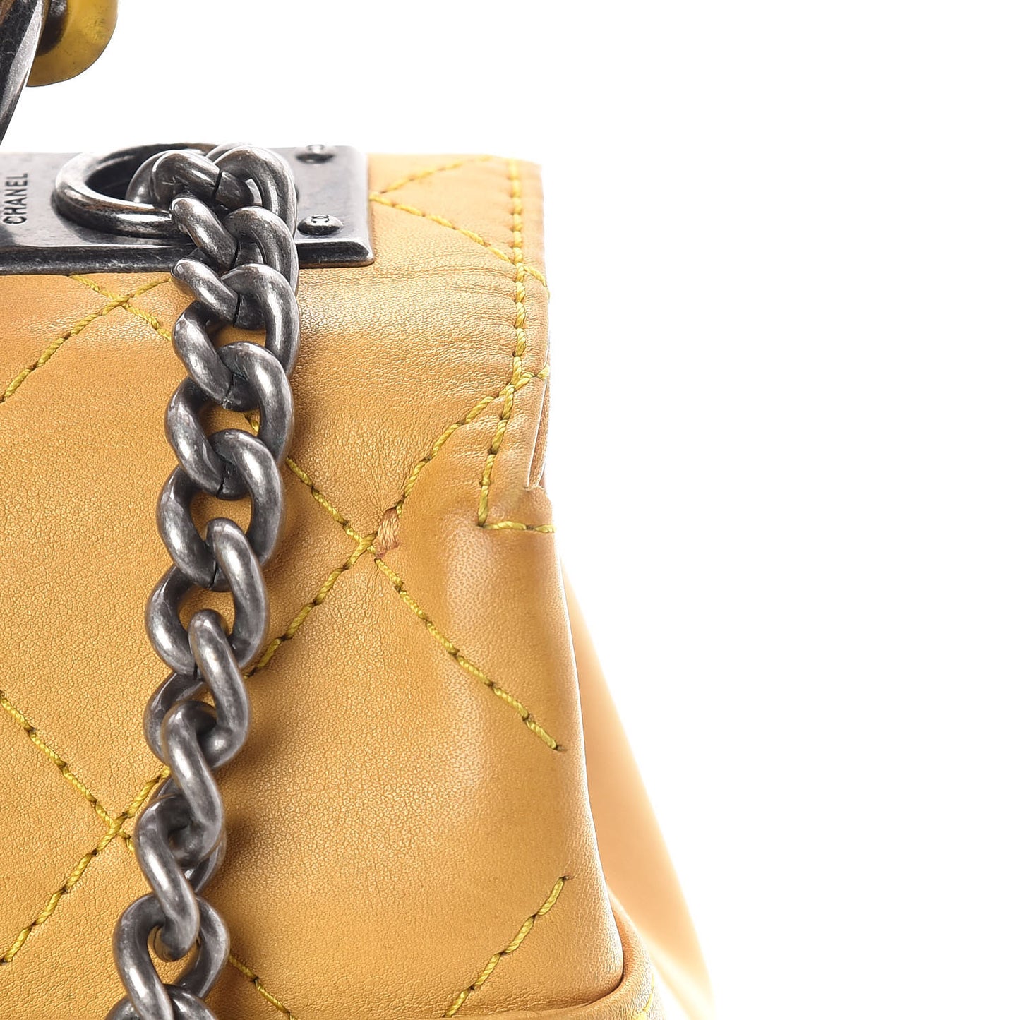 Calfskin Stitched Urban Luxury Top Handle Bag Yellow