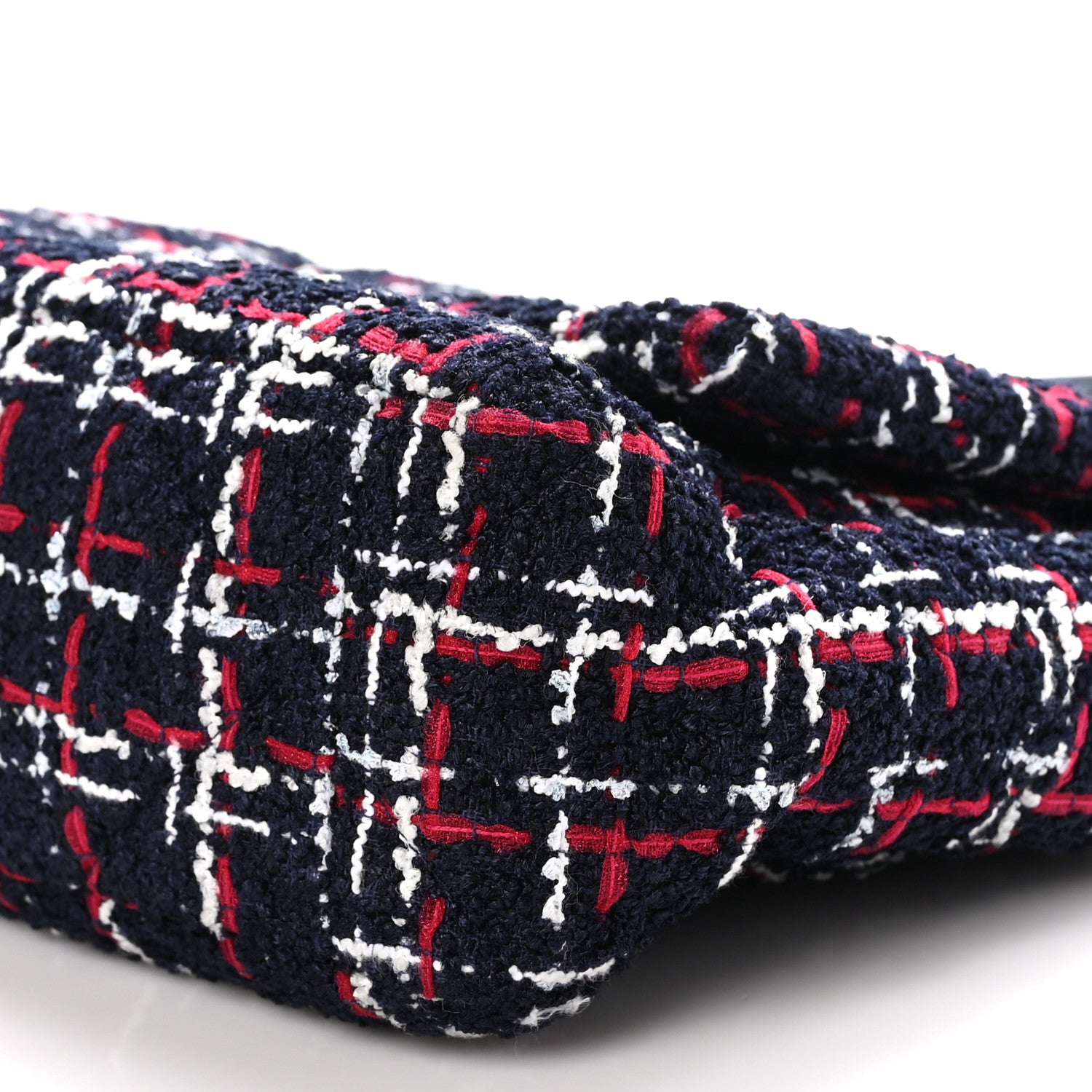 Chanel Tweed Quilted Large Chanel 19 Flap Navy Blue White Red 10 of 10