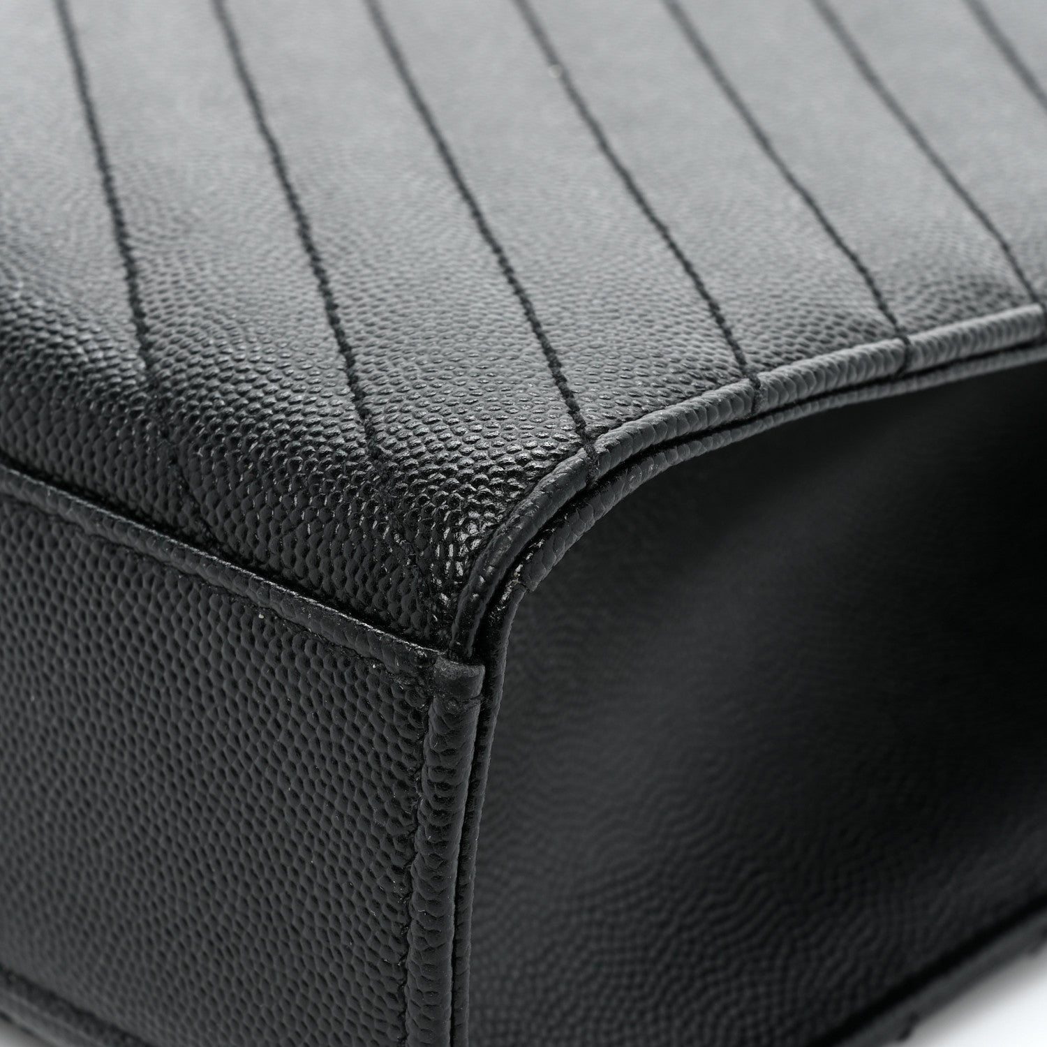 Saint Laurent Grain De Poudre Matelasse Chevron Large Monogram Satchel Black 16 of 16