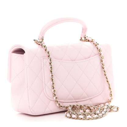 Chanel Lambskin Quilted Mini Top Handle Rectangular Flap Light Pink 3 of 9