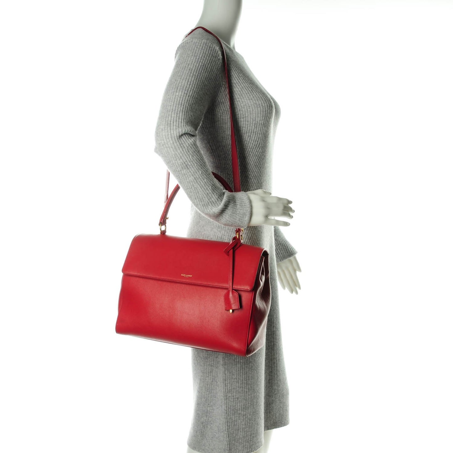 Calfskin Medium Moujik Top Handle Bag Lipstick Red