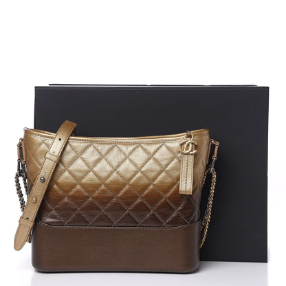 Chanel Metallic Goatskin Quilted Medium Gabrielle Hobo Dark Gold Bronze 11 of 11