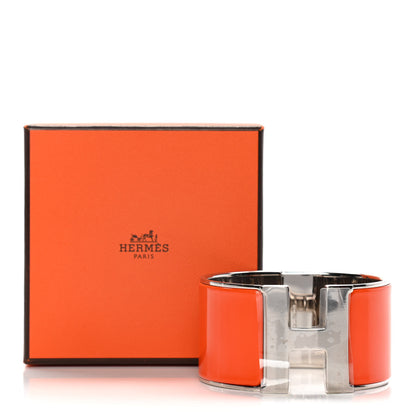 Hermes Enamel Extra Wide Clic Clac H Bracelet PM Orange 6 of 6