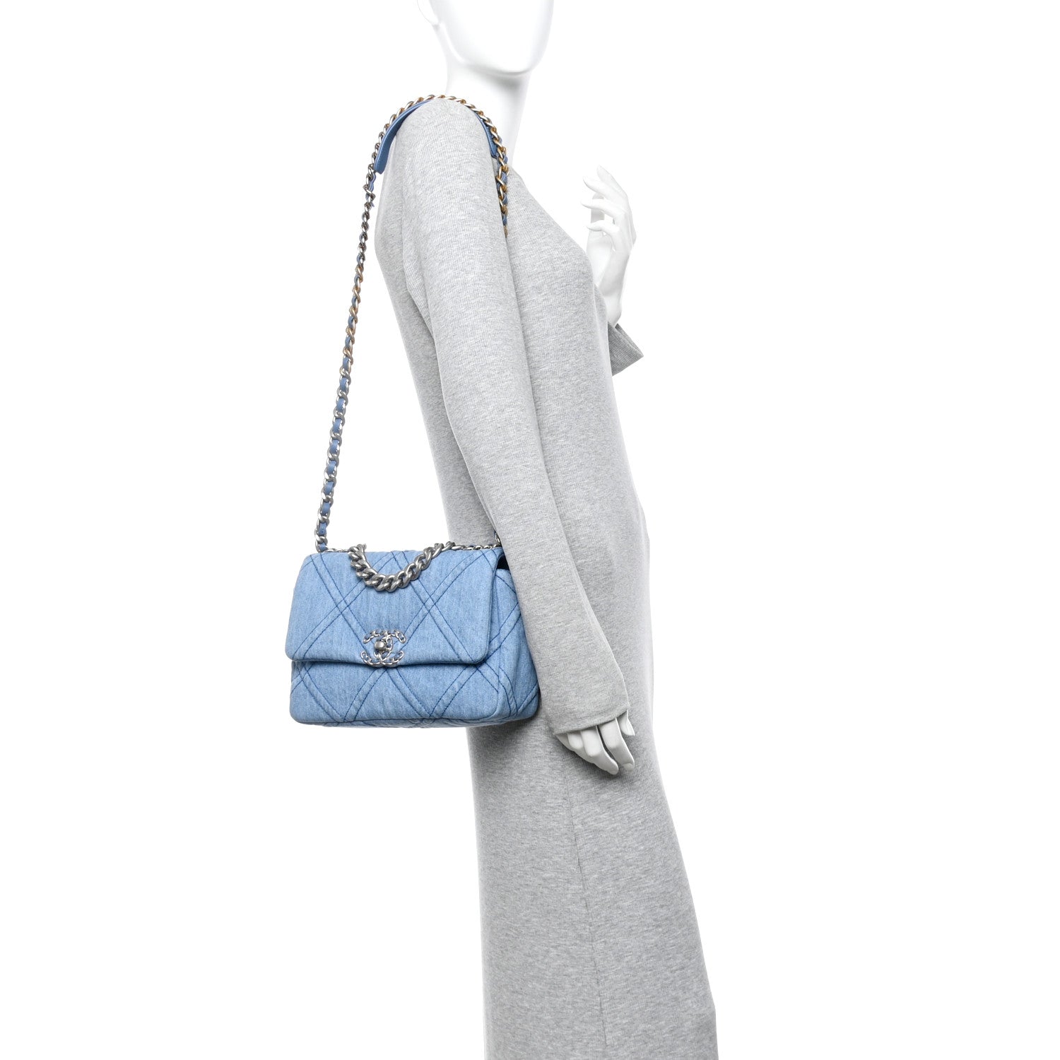 Chanel Denim Quilted Medium Chanel 19 Flap Blue 2 of 10
