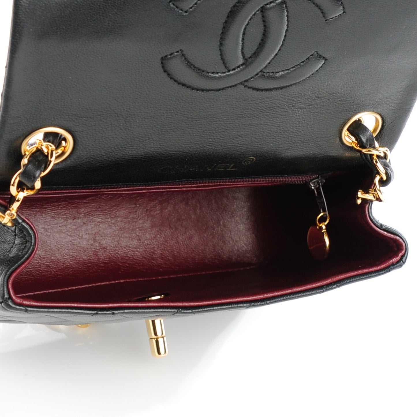 Lambskin Quilted Mini Square Flap Black