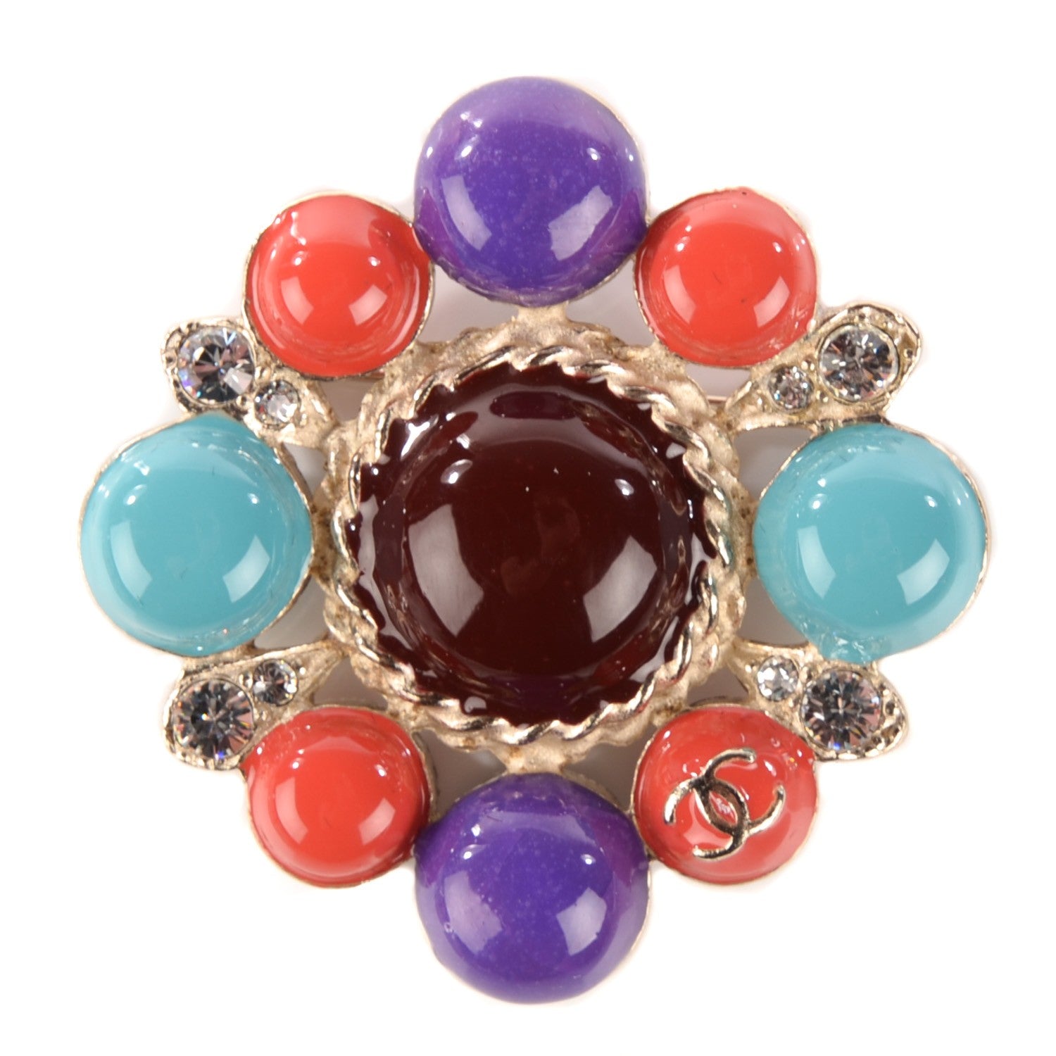 Chanel Enamel Crystal Large CC Brooch Multicolor 1 of 6