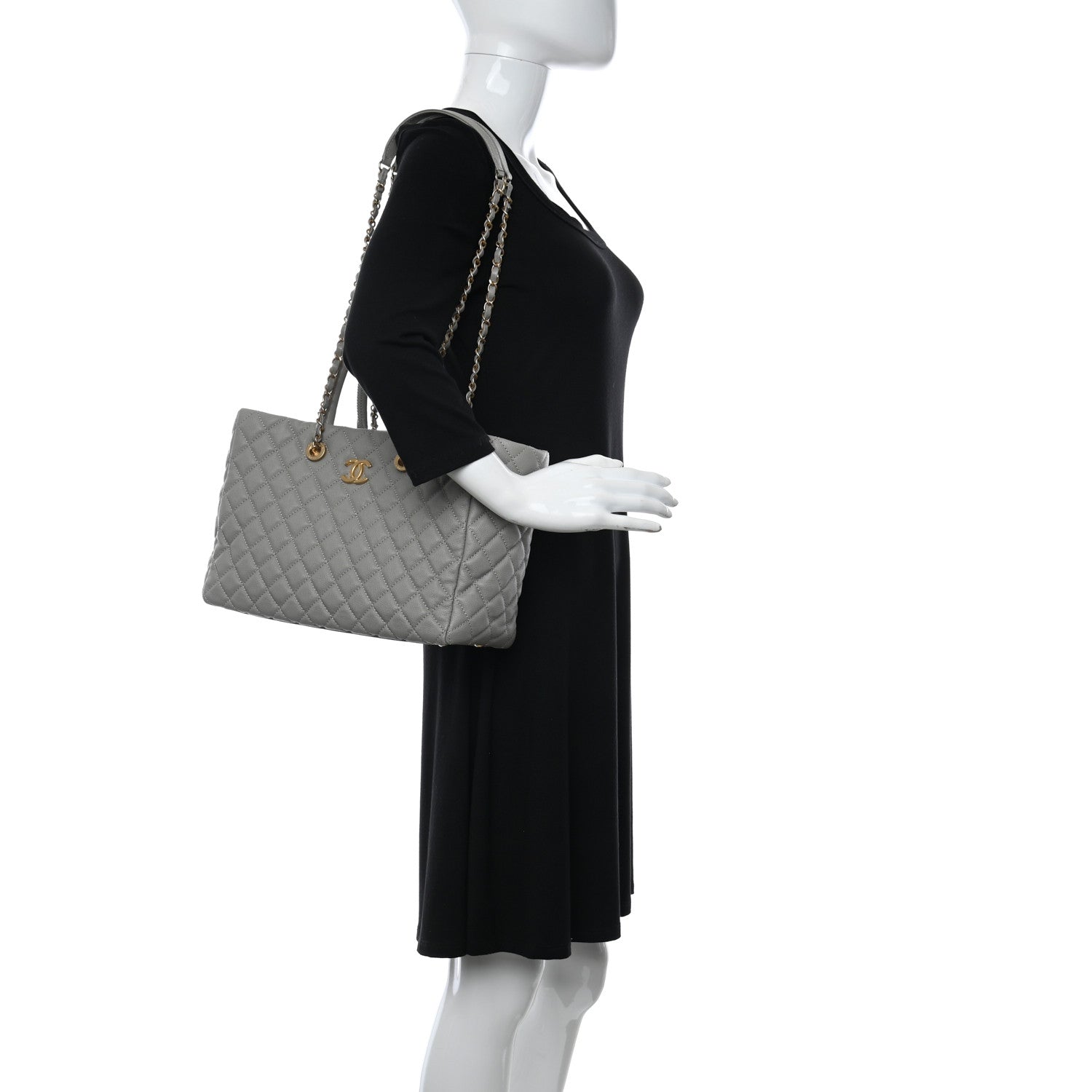 Chanel Caviar Quilted Coco Handle Shopping Tote Grey 2 of 12