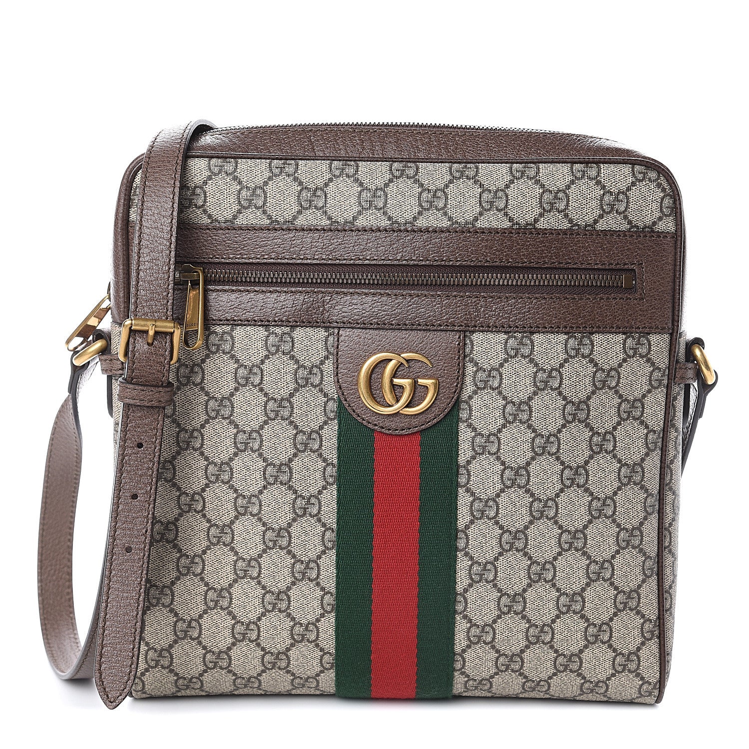 Gucci GG Supreme Monogram Web Medium Ophidia Messenger Bag Brown 1 of 8