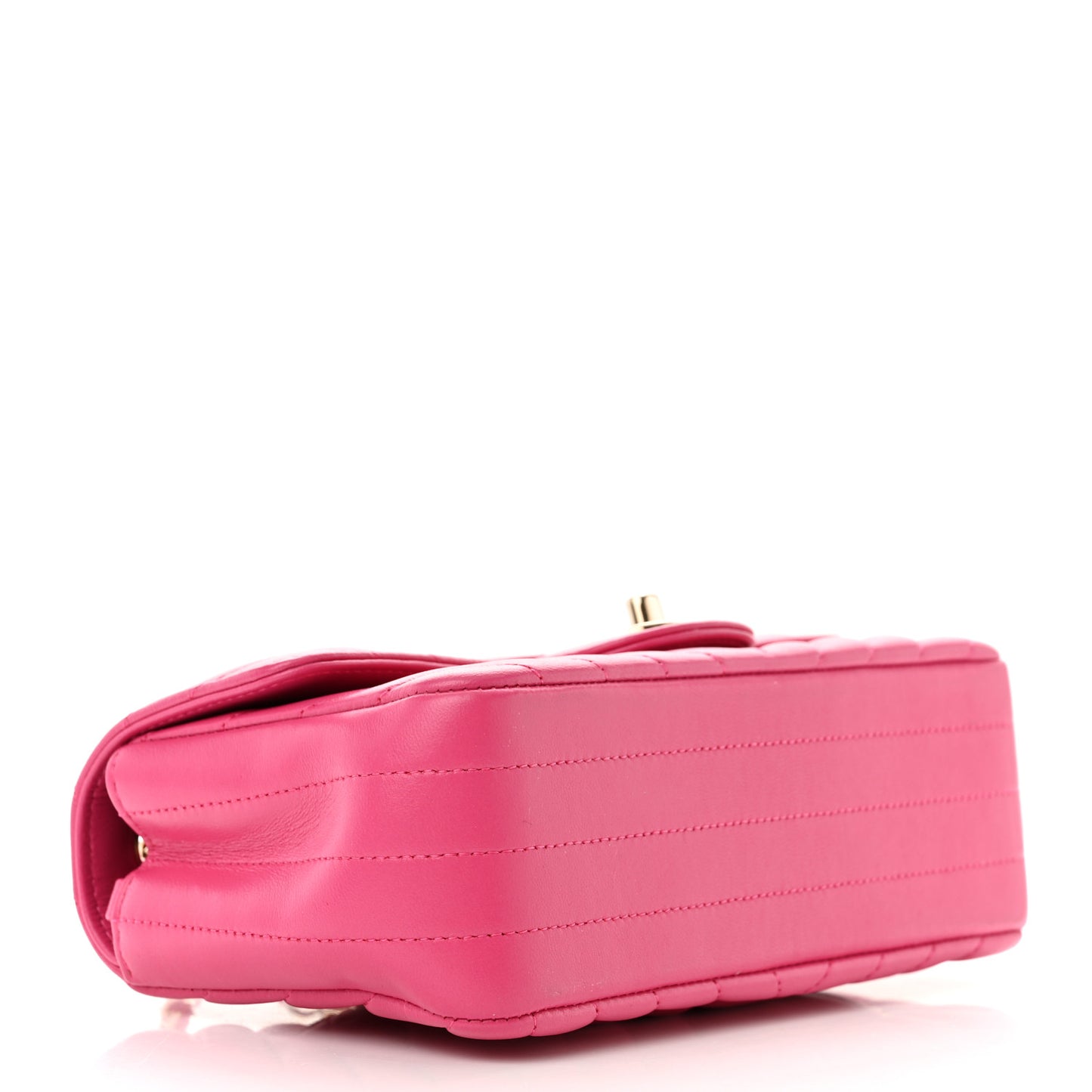 Lambskin Chevron Quilted Mini Rectangular Flap Fuchsia