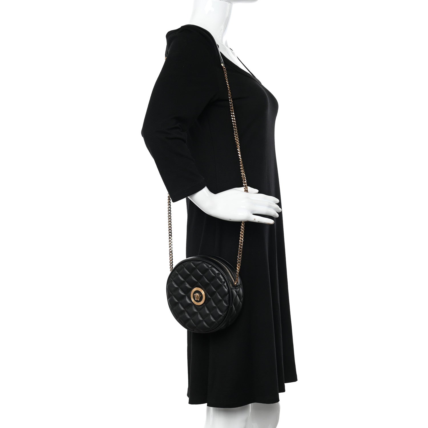 Versace Nappa Quilted Medusa Round Camera Bag Black 2 of 11