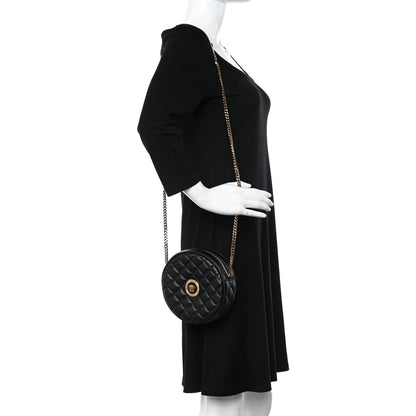 Versace Nappa Quilted Medusa Round Camera Bag Black 2 of 11