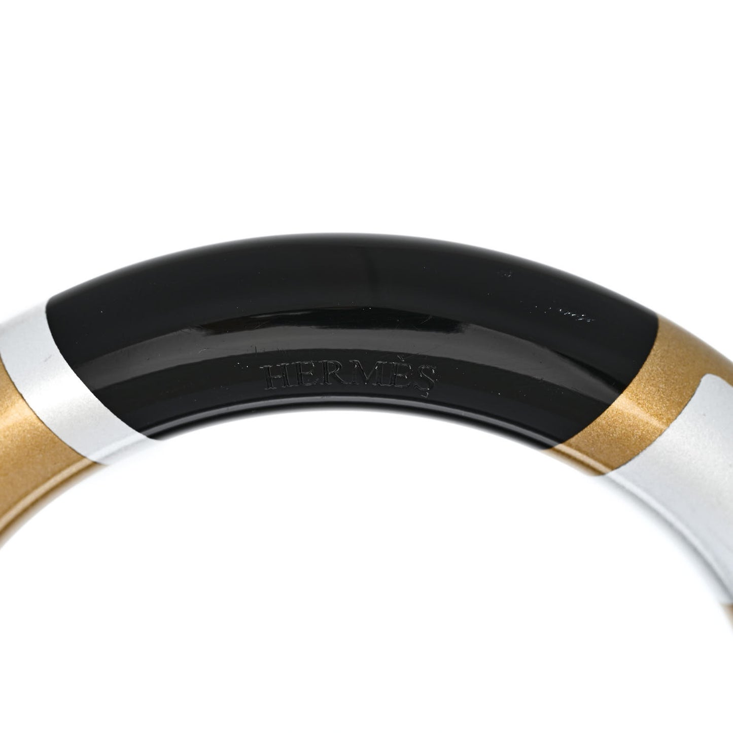 Lacquered Wood H Equipe GM Bangle Bracelet T2 Black