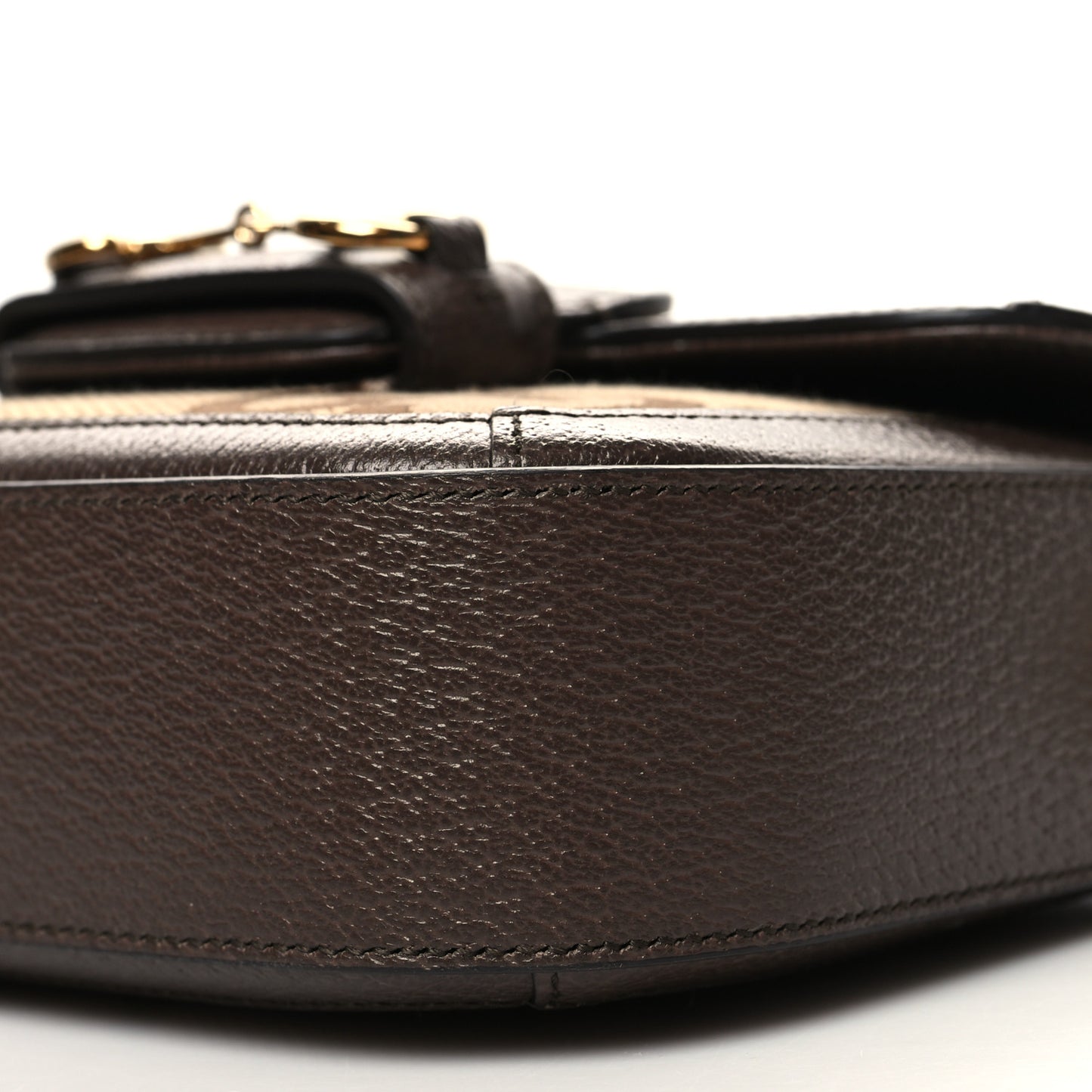 Monogram Jumbo GG Textured Dollar Calfskin Web Mini Horsebit 1955 Shoulder Bag Camel Ebony New Acero