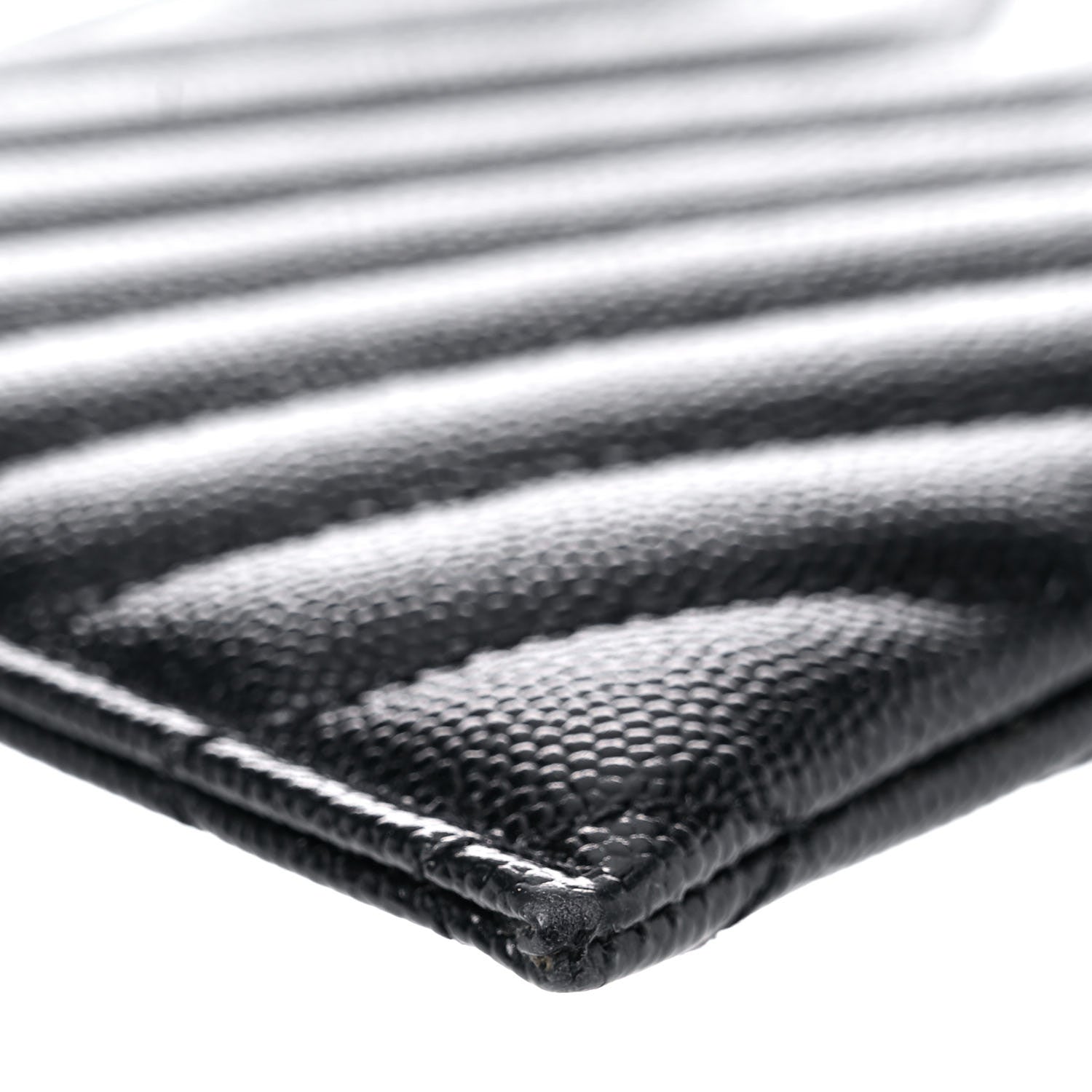 Saint Laurent Grain De Poudre Chevron Monogram Bill Pouch Black 14 of 17