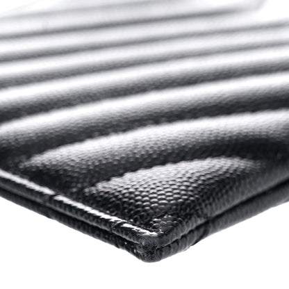 Saint Laurent Grain De Poudre Chevron Monogram Bill Pouch Black 14 of 17