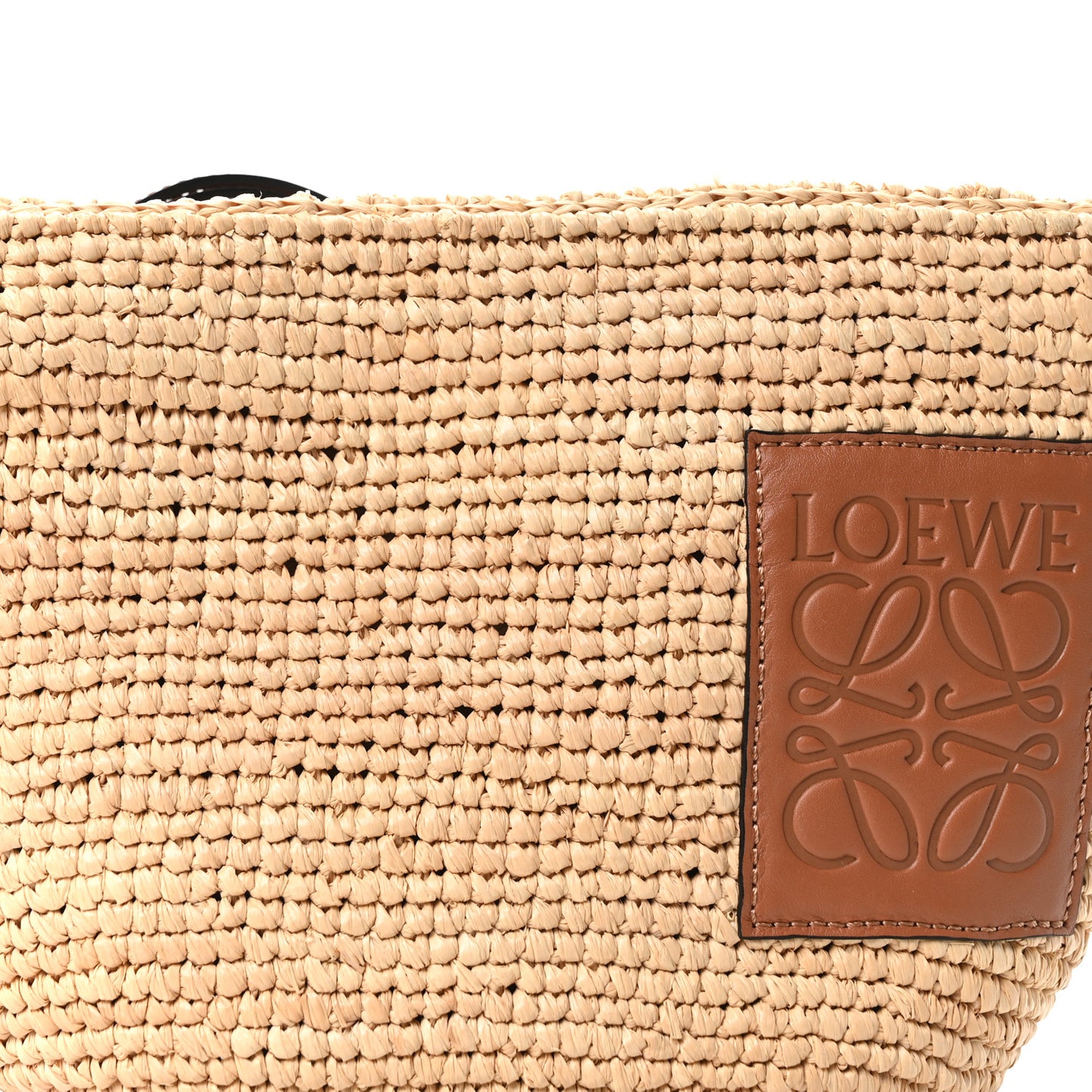 Calfskin Raffia Slit Pochette Bag Natural Tan