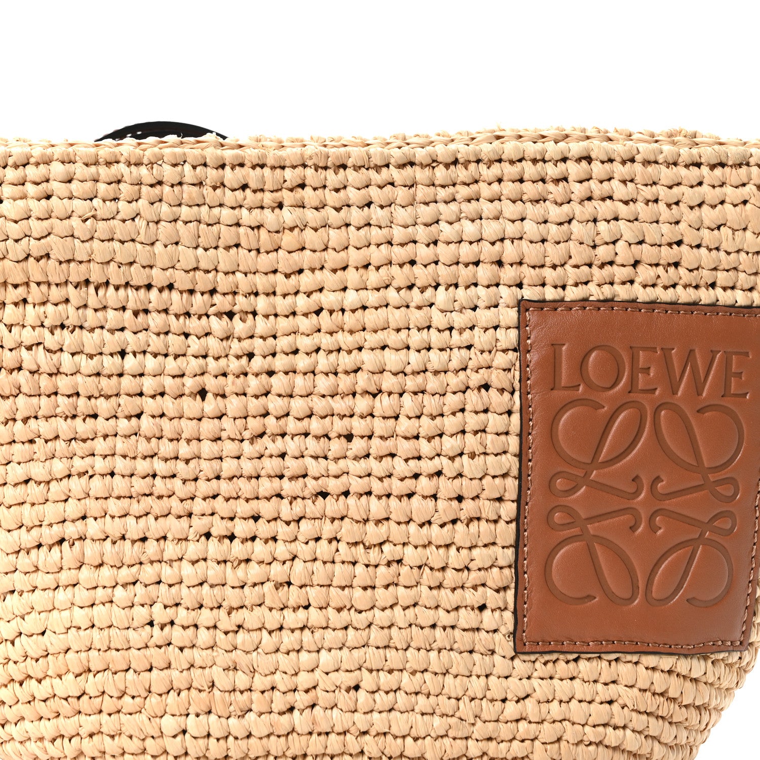 Loewe Calfskin Raffia Slit Pochette Bag Natural Tan 8 of 11