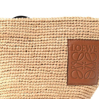 Loewe Calfskin Raffia Slit Pochette Bag Natural Tan 8 of 11